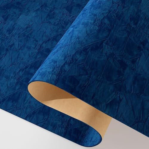 Decotalk Papier Peint Adhesif Mural Velours Baroque Luxe Bleu Foncé 60X500cm Papier Peint Autocollant Vintage Revetement Mural Velours Rouleau Adhesif Decoratif Floqué Film Autocollant Pour Meuble