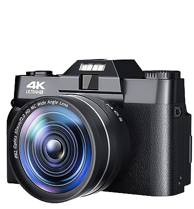 SXYGYWA Cámara De Fotos Digital Vintage 48MP Lente Gran Angular Grabadora Fotográfica 4K Videocámara Compacta WiFi Blogger Vlogging Vídeo Imágenes Nítidas Detalladas(No TF Card,with Wide Angle Lens)