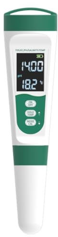 NbgrvB Testeur numérique 5 en 1 pour la qualité de l'eau avec pH, salinité et température, hydroponie, piscine et eau potable (vert)