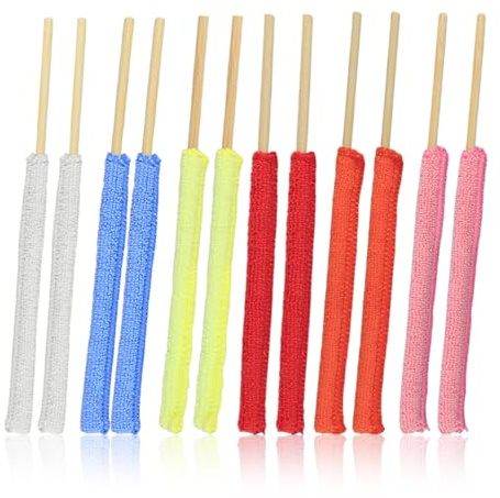 Lotsdonxia 12 Pcs Microfiber Hand Dusters, 6 colors - Washable Dusting Brush for Car Vent, Blind, Fan