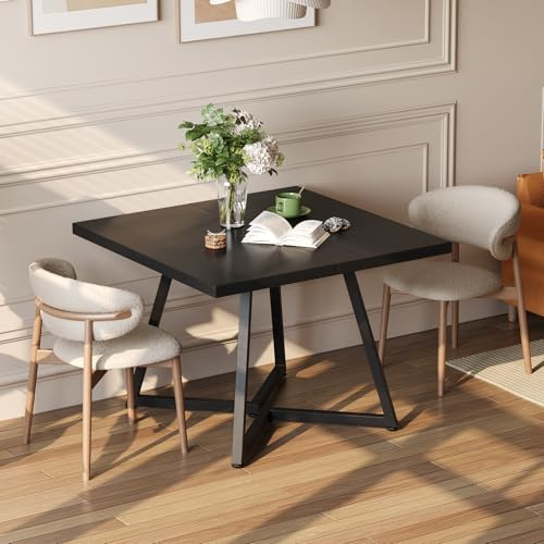 APICIZON Esstisch, 80x80 cm Küchentisch klein, Esszimmertisch für 4 Personen, Kleiner Esstisch Holz, Quadratischer Dining Table für kleine Räume, Moderner Couchtisch für die Wohnung, Schwarz