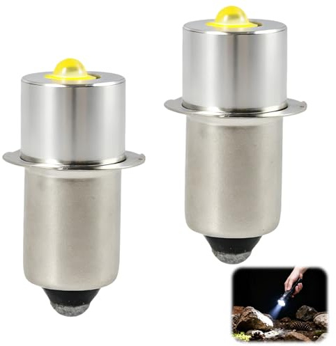 2 PCS Bombillas LED, Bombillas de Recambio, Bombillas de Linterna 3w 3v, Casquillos P13.5s Y P15s, Compatibles para Baterías Tipo CD, para Linterna Eléctrica de Emergencia Y Actualización de Linterna