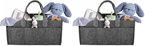 IDEA HOME Organizador de Fieltro, Organizador de Bolsillo, Bolso de Mano, Bolsa de Fieltro con Compartimentos, Organizador Universal de Pañales para Bebé, Gris (Paquete de 2)