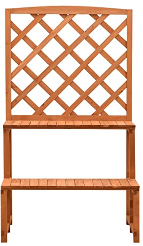 KKgypkn Escalier à fleurs en bois massif avec treillis orange 70 x 42 x 120 cm, escalier pour plantes grimpantes, échelle de fleurs pour balcon, terrasse, étagère à fleurs robuste en bois de sapin