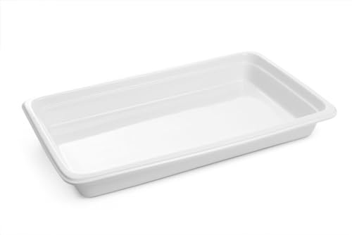 HENDI Gastronormbehälter, Hohe Schlag- und Verschleißfestigkeit, geeignet für Mikrowelle, Geschirrspüler, GN 1/1, 530x325x(H)65mm, Weiß Porzellan