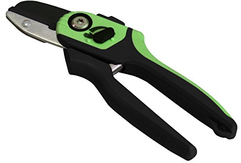 Xclou Ratschenschere in Grün, Ambosschere aus Aluminium mit Ratschenfunktion, Ratschen-Amboss-Schere mit Schnittstärke von ca. 19 mm, kraftsparende Alu-Gartenschere