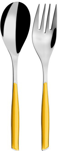 BUGATTI GL6U-021F11/12 Glamour Lot de 2 Pièces Service de Table SAN/Acier Jaune 25 x 12 x 3 cm