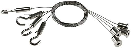 Seil Aufhängung Set für LED Panel Hängeleuchte Länge verstellbar 10cm bis 125cm mit Haken, Dübel, Schraube