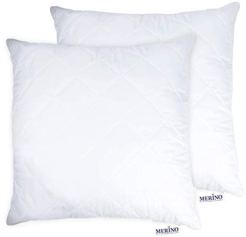 Merino BETTEN Premium Kopfkissen 70x70 2er Set – Weiches Kissen 70x70 für erholsamen Schlaf – Bequemes Pillow als Couch-Kissen verwendbar – Kissenhülle versteppt mit Reißverschluss – Serie Perle