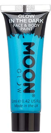 Moon Glow, im Dunkeln leuchtende Gesichts- und Körperfarbe, phosphoreszierend, zum Leuchten aufladen (Blau, 12 ml (1er-Pack))