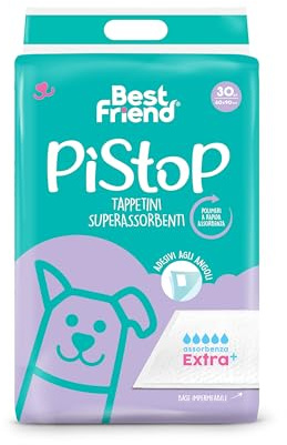 Best Friend PìStoP Extra+ traversine usa e getta. Extra massima assorbenza. Tappetini igienici per cani 60x90cm. Confezione 30 pz Monouso Antistrappo e Antiodore. Cani taglia piccola, media e grande