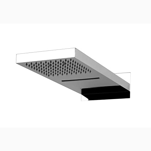 Soffione doccia a muro cascata e pioggia 500x230 mm acciaio inox doppio getto