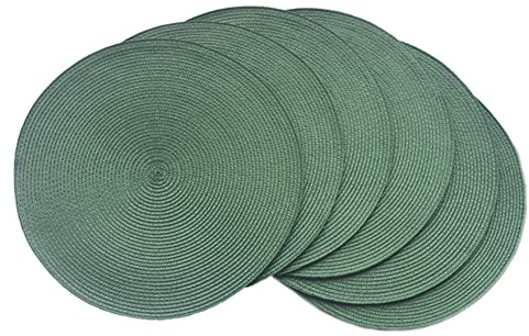SCF2017 Juego de 6 manteles individuales redondos de plástico, 38 cm, elegantes y prácticos, color verde oscuro