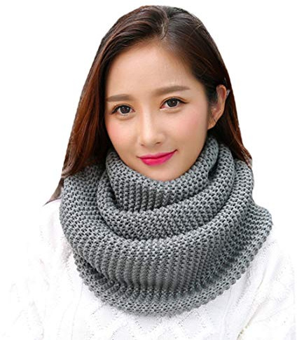 YONKOUNY Écharpe d'Hiver Femme en Tricot Chaud - Tube Cercle Collier Foulard Couleur Unie Tricoté Cache-Cou