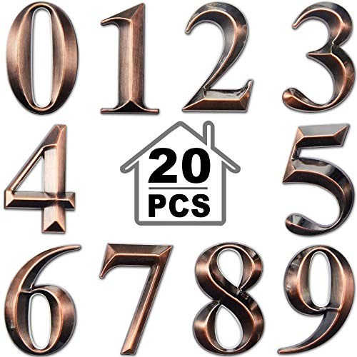 Jetec 3D Mailbox Numbers 0-9 Self Adhesive 2 Inch Address Numbers Stickers Door House Style Street Mailbox Sign for Apartment Home Office(Bronze,20 Pieces)