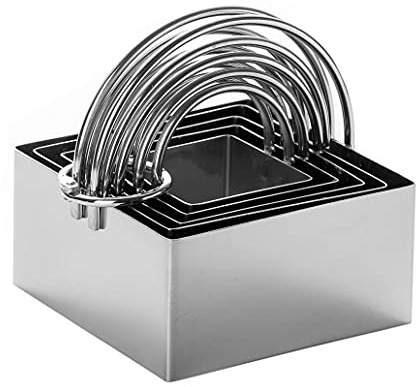 Square Biscuit Cutter with Handle (5 Pieces/Set) - Nest for Easy Storage Stainless Steel Square Cookie Cutter