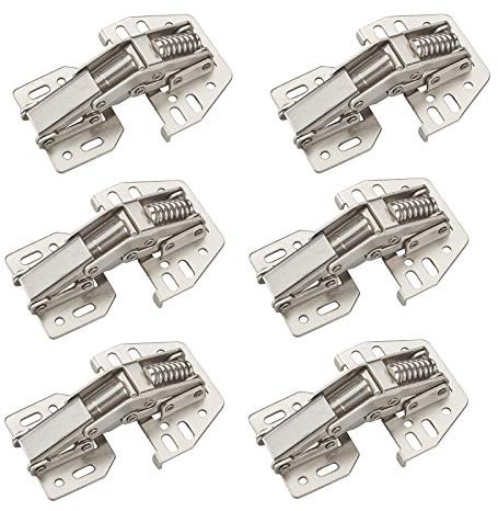 6 pezzi - JUNKER Cerniera a vite a 90° con fermo di montaggio (acciaio, nichelato, regolabile) Cerniera per mobili da avvitare