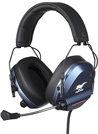 Konix Drakkar Skyfighter One Kabelgebundenes Gaming-Headset für PC - Flexibles Mikrofon - 2,4 m USB-Kabel - LED-Hintergrundbeleuchtung - Schwarz und Blau