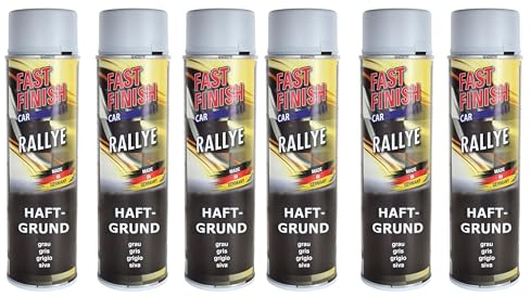 6x Haftgrund Spray Fast Finish, Grundierung, Grau 500ml, schnelltrocknend, hohe Füllkraft, überlackierbar, hitzebeständig bis 80°C, Innen- und Außenbereich