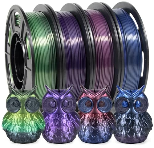 iSANMATE Silk Filament 1.75 PLA Set, Multicolor Gradient PLA 3D Drucker Filament 250 x 4 Spule (2.2 LBS), Color Changing Rainbow PLA Filament, Maßgenauigkeit +/- 0.03mm