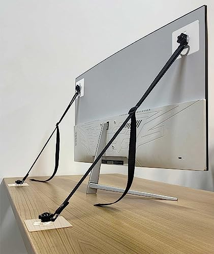 OeckuXIY 6 Pack Adjustable TV Safety Straps, No-Drill Adhesive Anti-Tip Furniture Anchors for Baby Proofing, Flat Screens Fix to Wall,Cabinet,Stand Or Desk, Earthquake Straps