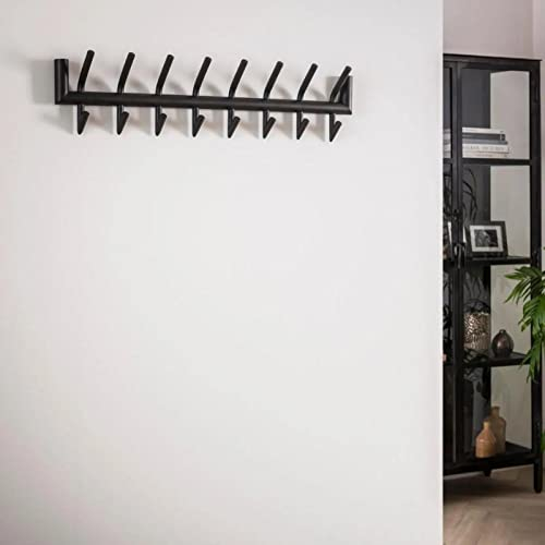 RINGO-Living Flurgarderobe Dunkelgrau mit 16 Haken, Jacke Hänger Flurgarderobe modern, Stylische Garderobenleiste Metall, Garderobe Wand, Wand Garderobenpaneel Design, Wandhaken für Taschen & Jacken