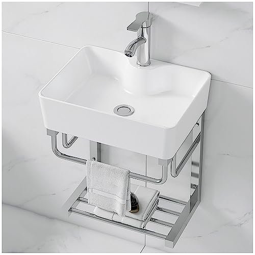 Lave Main Céramique Blanche,Vasque D'angle Suspendu Vasque À Poser, Vasque Salle De Bain,Lavabo En Céramique Blanche Avec Trop-Plein,pour Salle De Bain Cuisine Toilette WC D'invités ( Color : Wit , Si