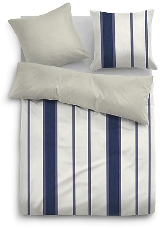 TOM TAILOR 0007709 Bettwäsche Garnitur mit Kopfkissenbezug Flanell Harper 1x 135x200 cm + 1x 80x80 cm, Stone