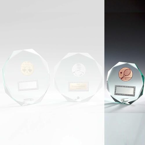 eberin · Jade-Glas 8-Eck mit Stift 12mm · Glaspokal mit Gravur · Pokale aus Glas · Ehrenpreis zum Jubiläum // Vereinsfest · Glastrophäe inkl. Blauer Geschenkbox ·