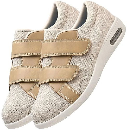POFH Ortopediche Donna Estive Uomo Donna X-Larga Regolabile Scarpe per Il Tempo Libero Pollice Regolabile Valgo Larghezza Ampia Comfort per Sport Anziani Escursionismo (Color : Beige, Size : 38 EU)