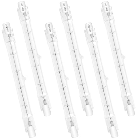 Caldarax 6 Stück R7S Halogensta 118mm 100W, J118 Halogen Leuchtmittel Dimmbar, 2700K Warmweiß, 1500LM, AC 230V, R7s Linear Halogen Flutlicht für Baustrahler, Arbeit Landschaftsbeleuchtung