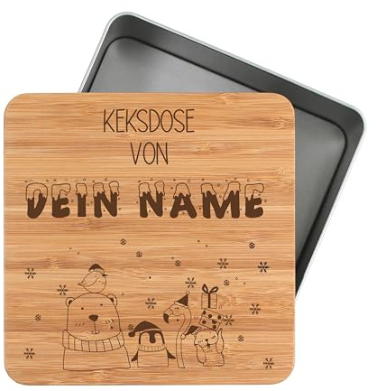 die-veredler Personalisierte Keksdose mit Namen Stollenbox Metalldose 1450ml für Christstollen mit Wunschnamen persönliches Geschenk für Weihnachten Plätzchendose Weihnachtskekse D03