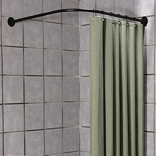 Duschvorhangstange ohne Bohren schwarz,duschvorhangstange l Form Edelstahl,ohne Deckenhalterung Erweiterbar Duschstange Ecke Rostfrei Badewanne Dusche(Size:A 70-95cm x 70-95cm,Color:Schwarz)