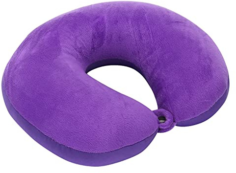 Almohada de cuello de viaje de espuma viscoelástica para viajes en avión, cómoda funda lavable, almohada de apoyo para el cuello para dormir, asientos para el aula (morado, talla única)