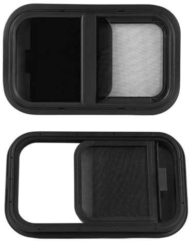 Fenster für Wohnwagen, 2 Stück, 500 x 300 mm, Schiebefenster, wasserdicht, Dachfenster mit Moskitonetz und getöntem Glas, ideal für Wohnwagen und Anhänger