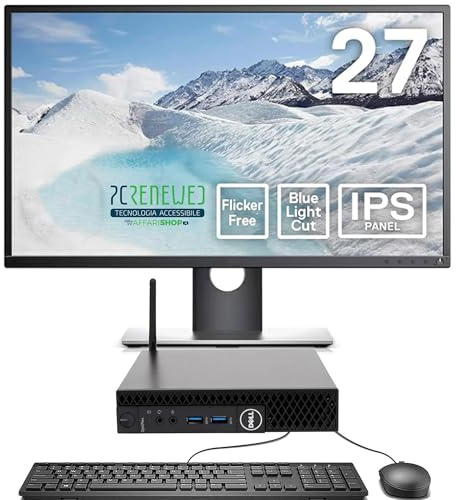 PCRENEWED TECNOLOGIA ACCESSIBILE Mini pc fisso con windows 11 e office 2021, desktop con monitor Full HD 23/27 pollici, cpu i5 8TH, wifi integrato, tastiera e mouse (Ricondizionato) (Postazione 27)