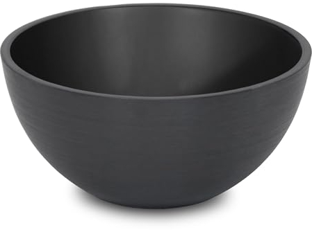 Spetebo Pflanzschale aus EcoStone rund schwarz - Ø 35 cm - Blumenkübel aus recyceltem Material - Pflanz Schale Blumen Topf Übertopf rund für Garten Terrasse Balkon