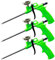 Lot de 3 pistolets à mousse PU : pistolet à mousse de construction en métal, pistolet à mousse de construction, pistolet à mousse pour le remplissage et l'étanchéité, pistolet à mousse PU pour une