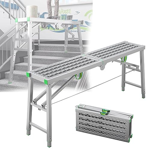 Gerüstplattform, Klappgerüst, Hohlgeflecht-Arbeitsplattform, Mehrzweck-Gerüstturm, Leiterhockerbank für Dekoration, Reinigung, BAU - 5-Gang-Höhenverstellung, 200 × 40 cm