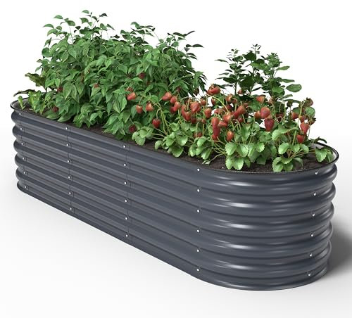 UNIGARDIA Bancal de Metal 195 x 60 x 43 cm – Kit Modular 6 en 1 – bancal Elevado Inoxidable para jardín de Acero Zn-Al-MG Vida útil mínima de 20 años – 43 cm de Alto, Jardinera de