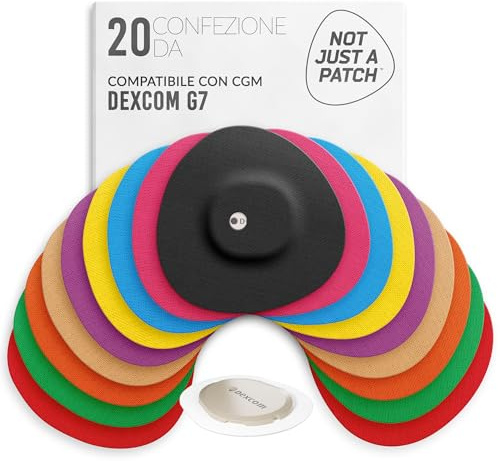 Not Just A Patch Dexcom G7 Adhesive Patches (20 Pack) – Stelo CGM Sensor Patches with Precision-Cut Hole for Ventilation – Multicolor