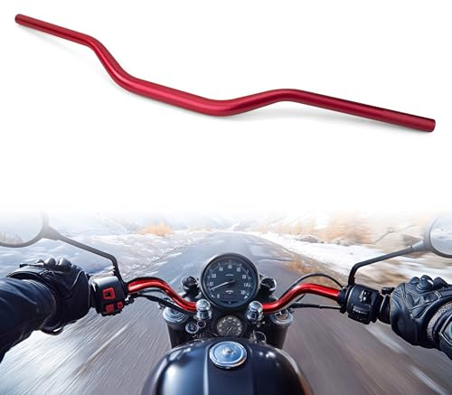 Tunejoy Guidon de Moto de 28 mm Guidon 1 1/8 Universel pour ATV Dirt Pit Bike Quad Go Kart Motocross Longueur Totale: 800 mm Rouge