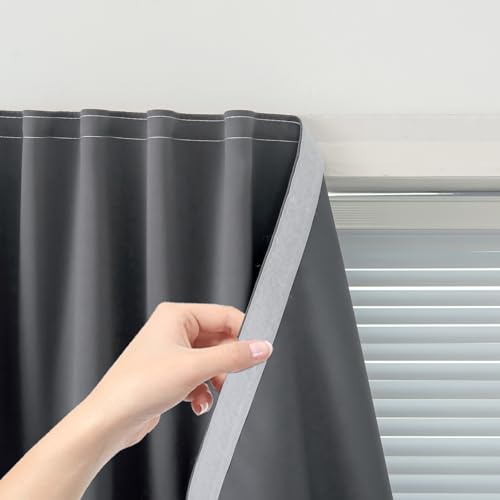 Sovtfides Magic Tape Vorhänge zum Aufkleben, Fensterschutz, Verdunkelungsvorhänge für Schlafzimmer, ohne Bohren, Selbstklebende Vorhänge ohne Stange, Kleiner Vorhang, 150 x 150 cm (B x L), Grau, 1