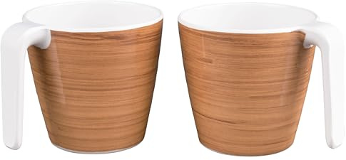 2 Tazas melamina 350ml Camping Color marrón apilable 2 Personas Madera
