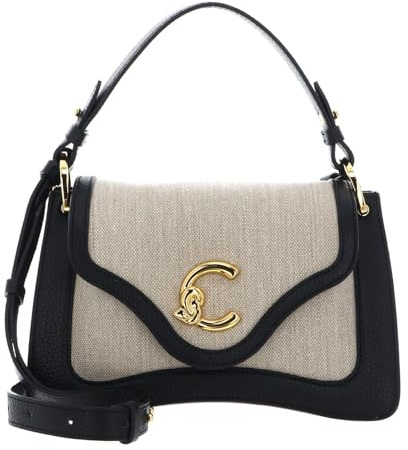 Coccinelle borsa a tracolla borsetta C-Me Canvas Handbag Natural/Noir nero