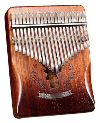 Hölzernes Daumenklavier Bequemer Griff Kalimba Instrument 21 Tasten Mit Stimmungshammer, Reinigungstuch Fingerklavier für Partys Camping, Reisen Tragbar(Brown B)