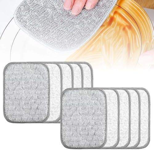 Jerpsen Multipurpose Wire Dishwashing Rags for Wet and Dry, Reusable Wire Miracle Cleaning Cloths, Round Wire Washing Cloth, Non Scratch Wire Dishcloth for Kitchen, Sinks, Pots, Pans (10PCS)