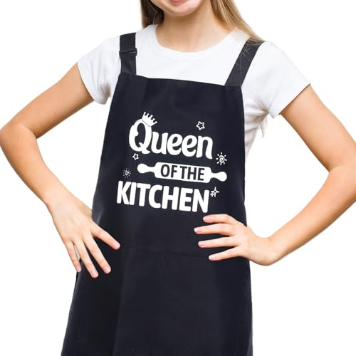 Grembiule da cucina classico da donna, in cotone, articolo divertente con tasche, regalo divertente per grigliate, cucine di casa