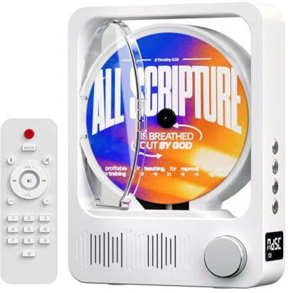 Agwuoetr Lecteur CD de Bureau Premium Sound avec Bluetooth 5.3, Enceintes HiFi, Télécommande et Affichage LED pour