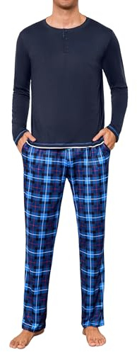 Leversic Pyjama Homme Hiver Carreaux, Manches Longues et Pantalon | Confortable et Doux, Cet Ensemble à Carreaux Offre Chaleur et Confort Pour Les Nuits d'Hiver et Les Moments de Détente